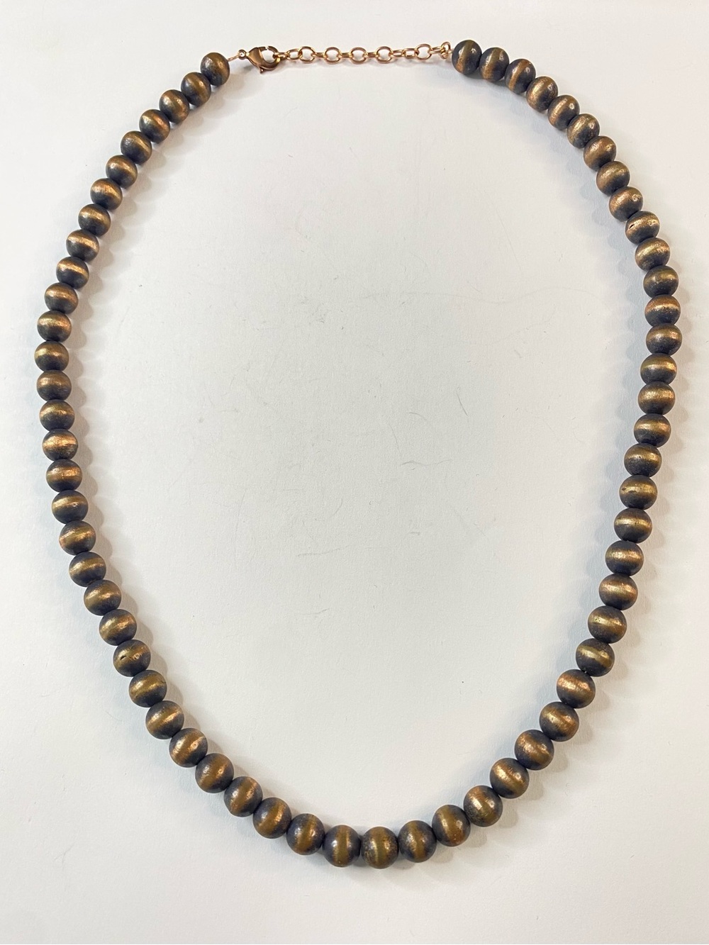 Solid Copper Oxidized Pearl Ball Bead Necklace 8+mm 51 grams Jewelry